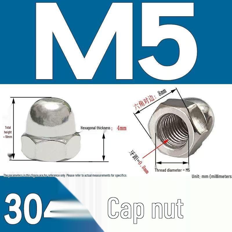 304 Stainless Steel Decorative Cap Nut with Integrated Ball Head DIN1587