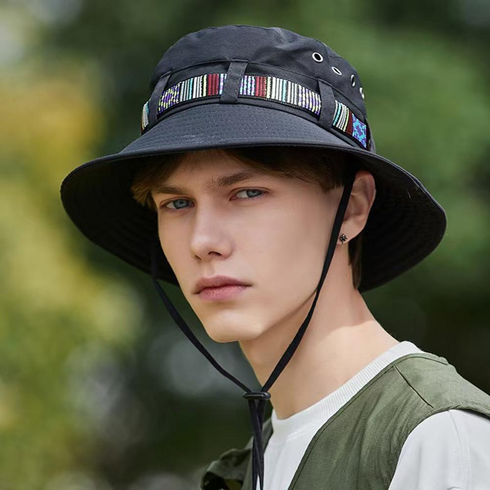 

Fashion Sun Protection Sun Hats Breathable Quick-Dry Bucket Hat Adjustable Drawstring Fisherman Hats Outdoor чорний