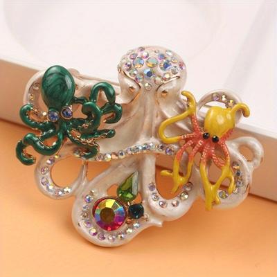 Spilla Ottopus Bizzarra Intarsiata di Strass Spilla Carina da Ragazza Accessori Moda Popolari Corsage Decorazione per Abito Gonna Spilla