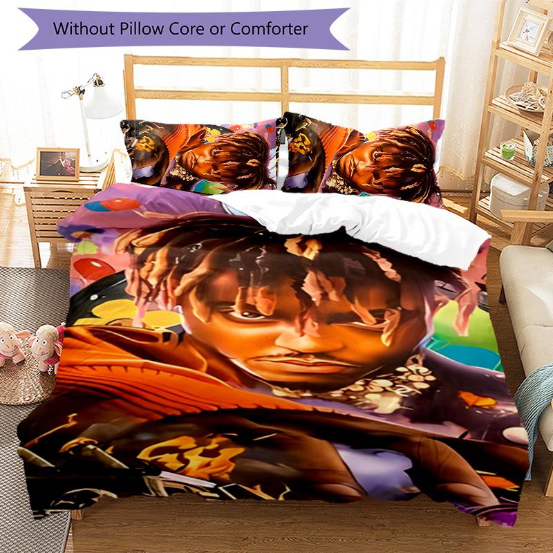 3pcs Juice WRLD1 Pattern Bedding Set Duvet Cover Set Includes Duvet Cover &pillowcases, Perfect All Season Bedroom Decoration & Gift
