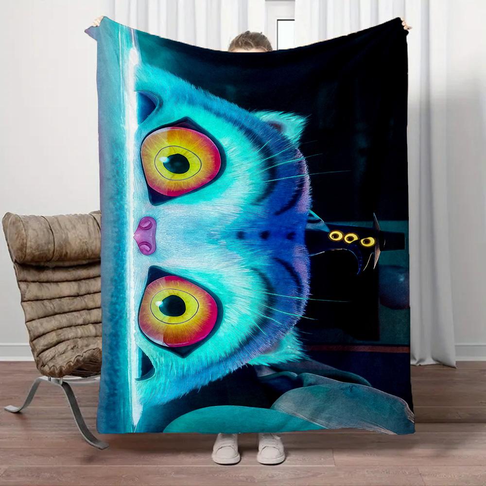 1Pc Demon Hunters Tiger Print Flannel Blanket, Comfortable for All Seasons, Home Decor, Warmth and Comfort, Perfect for Christmas Gifts821063