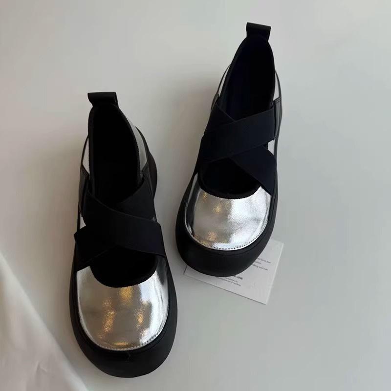 Cross-band sports ballet shoes Mary Jane women's shoes 2025 new platform inner height increase round head small single shoes