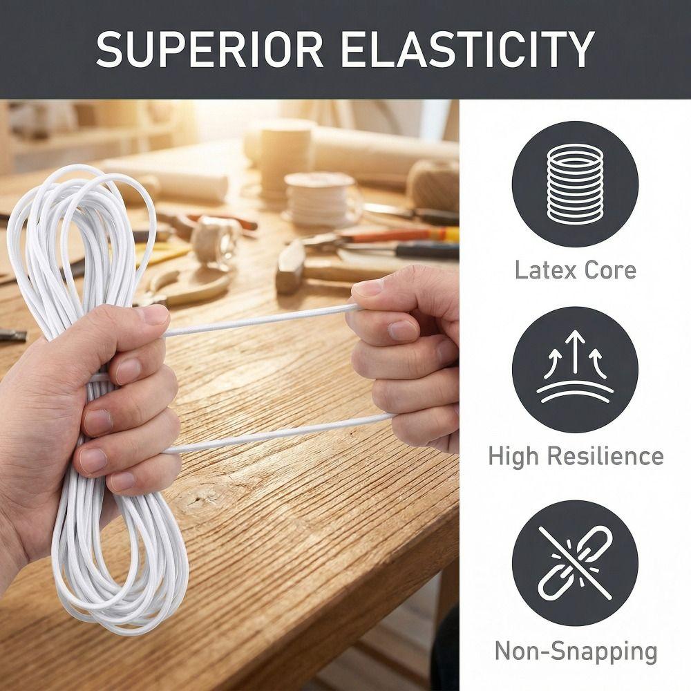 Strong Elastic Shock Cord 10M Length Latex Thread Core Stretch Cord 5mm Diameter Polypropylene Fiber Jewelry Making Thread