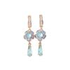 Luxury Flowers with Water Droplets Zirconia Dangle Earrings for Women Golden Earring Jewelry Party Accessories