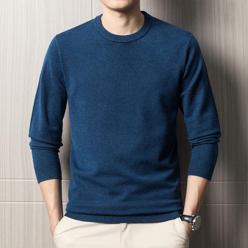 SNOWFLYING Men s Soft & Comfortable Solid Round Neck Knit Sweater L