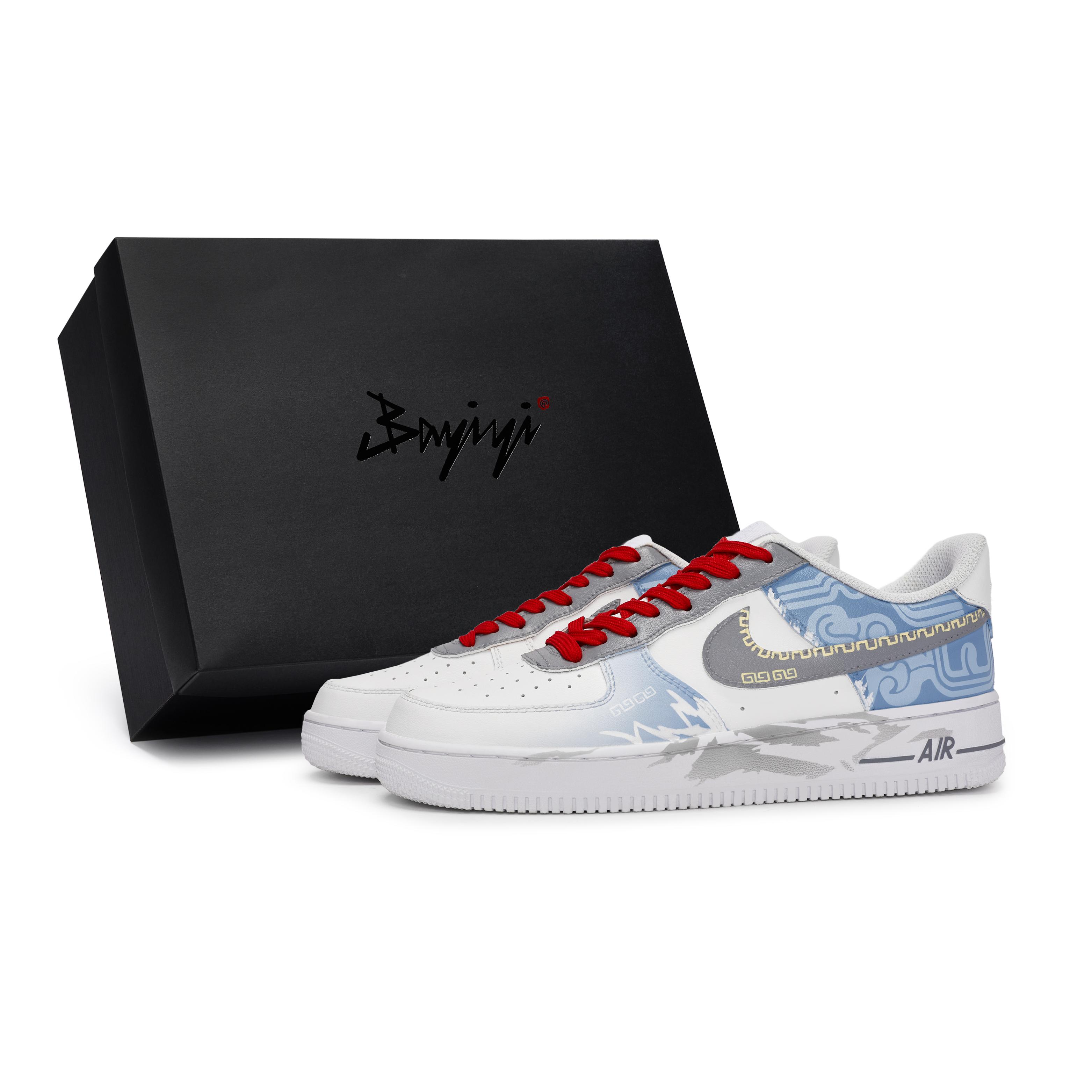 

Nike Air Force 1 Slip Resistant Abrasion Resistant Low top Skateboard Shoes Unisex White Blue Gray CW2288-111(Team80-S-BOX) 38.5