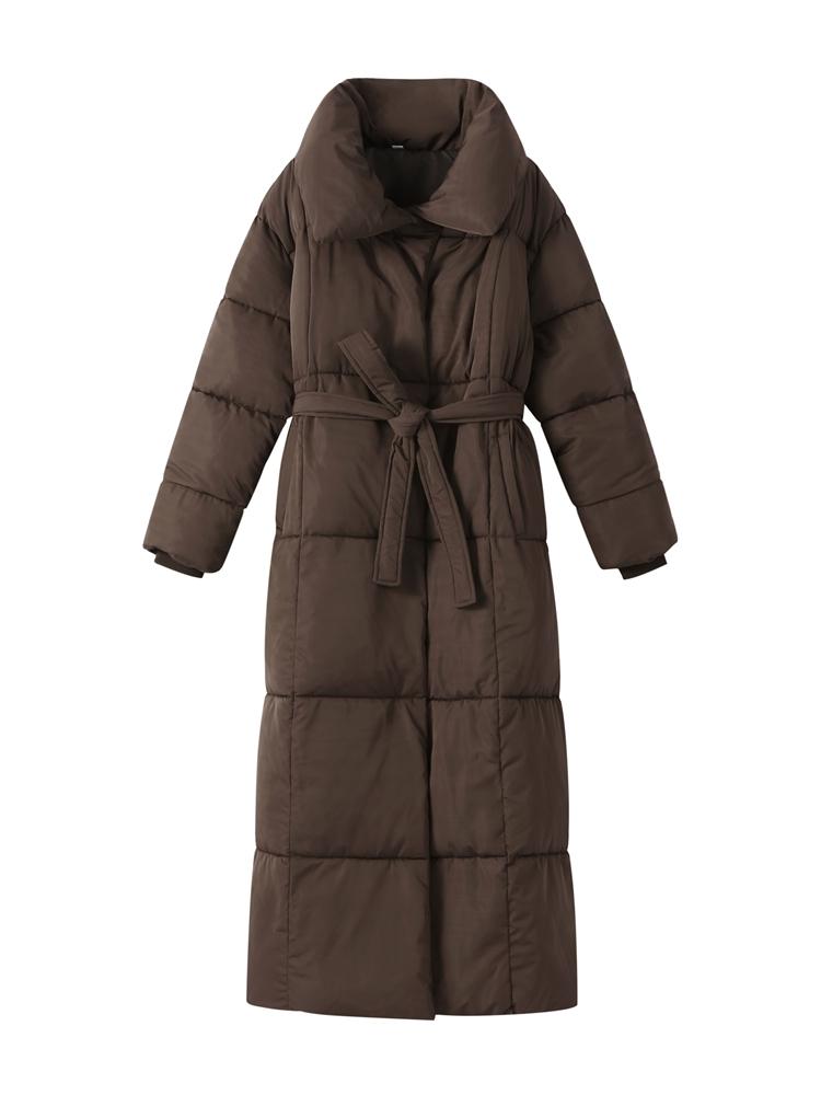 

Ladies Standing Collar Long Sleeved Down Jacket Solid Color Waist Length Jacket Warm and Fashionable Down Jacket Autumn Winter 2026 L коричневий