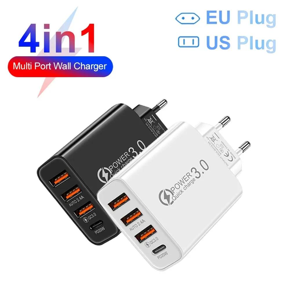 

Total 48W Multi Port Wall Charger USB PD Adapter For Xiaomi iPhone 13 12 for Samsung Mobile Phone Plug Charging US White