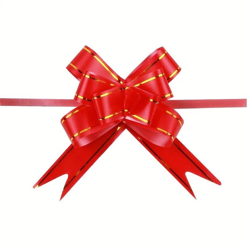 100 Party, Wedding, Christmas Tree Hanging Decorations, Ribbons, Bows, Holiday Gift Packaging, Gold Edged Hand Pulled Flowers