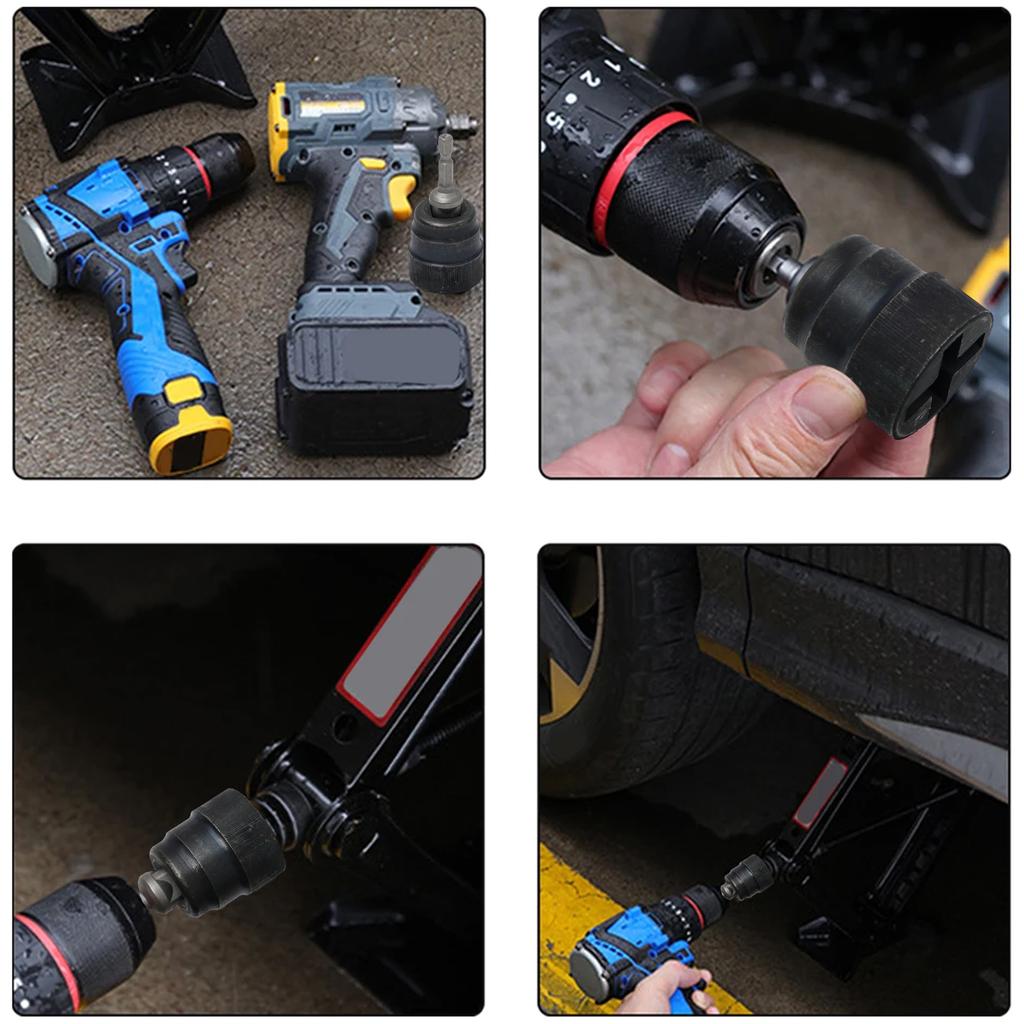 Drill Jack Adapter Impact Wrench Adapter Auto Repair Jack Socket Automotive Maintenance Lifting Tool Labor-Saving Device