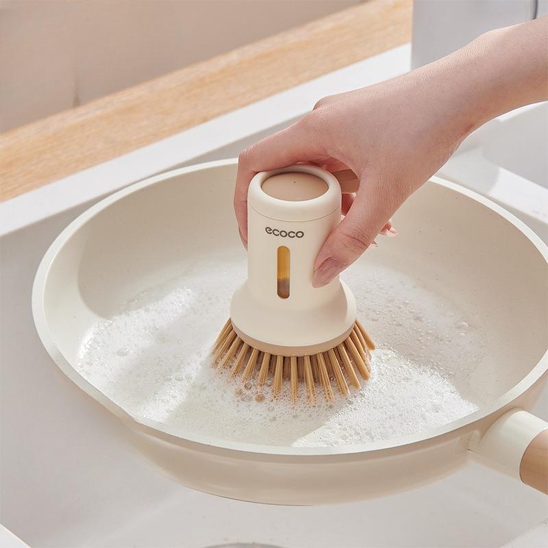 

Набор бытовых щеток для мытья посуды, подходит для ленивых пользователей кухни, чтобы выдавливать жидкость для мытья кастрюль и посуды. Щетка для уборки с длинной ручкой, вращающаяся Short handle-1pc жёлтый/кремовый