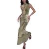 2026 European and American Summer New Temperament Pure Desire To Hang the Neck, Waist, Slim and Thin Cheongsam Collar Long Dress