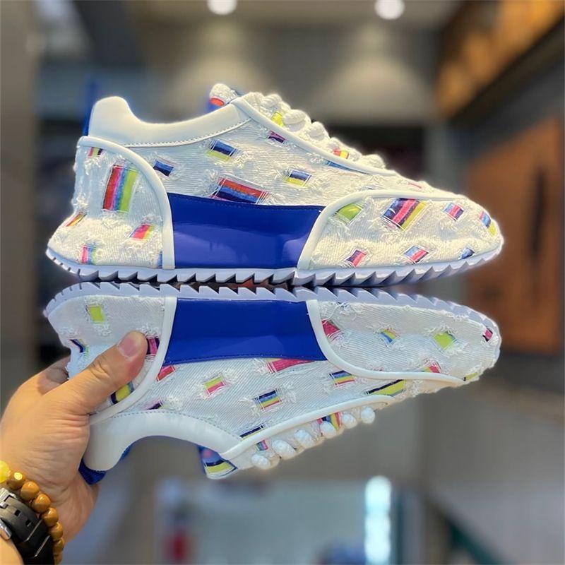 Herren Sneakers Plateauschuhe für Herren Frühling Herbst Mokassins Trend Designer Bunte Streifen Bezug Unterseite Canvas Herrenschuhe Neu