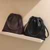 Head-layer Leather Mother Bag Folded Tied Mouth Lazy Style Soft Leather Shoulder Bag Large Capacity Leather Crossbody Bag Women