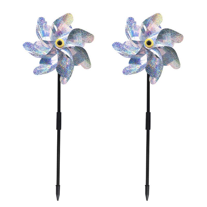 

2pcs Reflective Windmill Bird Deterrent Garden Double-Sided Reflective Bird Repelling Wind Turbine For Gardens Orchards Yards