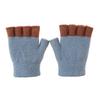 Kids Knitted Gloves Winter Half Finger Gloves Soft Color Block Warm Wrist Gloves for Boys Girls Indoor Outdoor Use