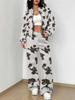 Casual Fashion Autumn and Winter New European and American Women's Clothing Color Flower Printing Suit Women