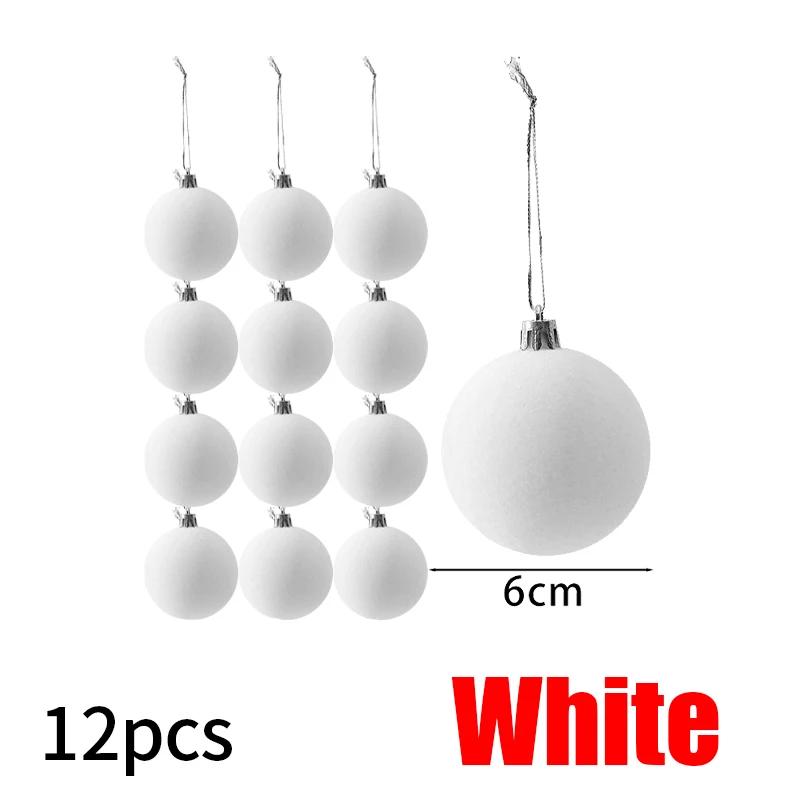 12/24pcs Christmas Decorative Ball 6cm Vintage Wine Red Velvet Decorative Ball Christmas Ball Pendant Festival Party Decoration