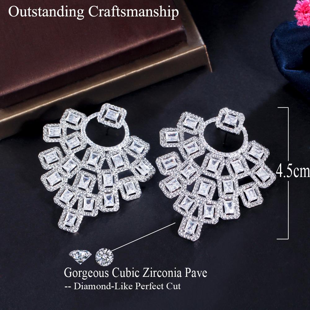 CMM Gorgeous Wedding Jewelry Cubic Zirconia Hollow Big Stud Earrings