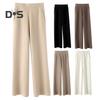 Women Pants Elastic High Waist Loose Wide Leg Solid Color Straight Simple Style Casual Pockets Thin Soft Breathable Lady Full Length Trousers