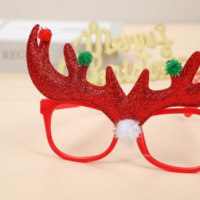 Funkelnde Weihnachts-Geweih-Augenrahmen Kreative Weihnachtsfeier-Dekoration Weihnachts-Requisiten Kostümbrille Brillen Partygeschenke