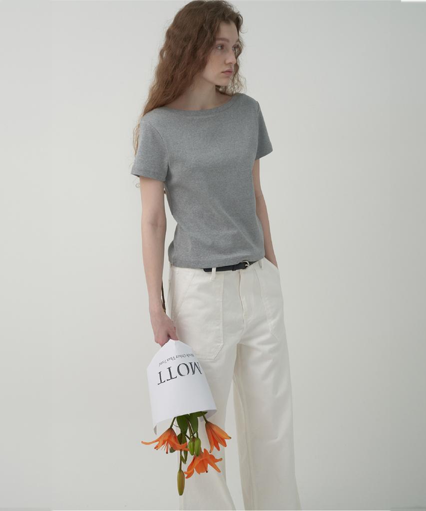 MOTT Boat Neck T-Shirt - Gray