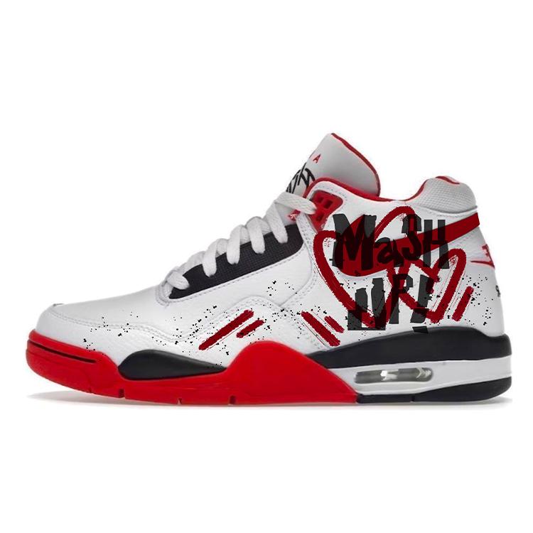 

Nike Flight Legacy Slip Resistant Mid top Vintage Basketball Shoes Unisex Red White BQ4212-100(Team352-) 40