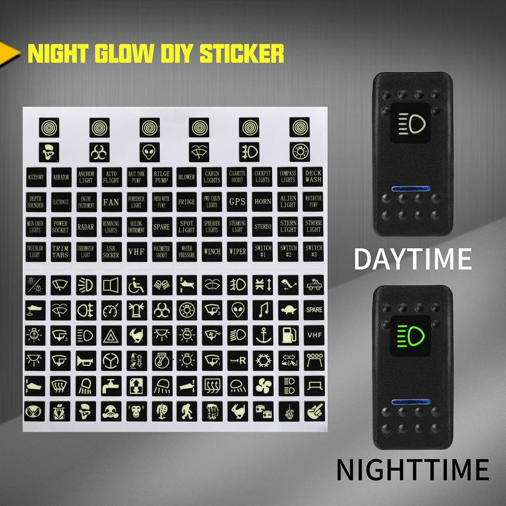 DaierTek 5PCS UTV Car Rocker Toggle Switch 20A 12V Blue LED Lighted Waterproof Rocker Switch 5 Pin ON/Off for Marine Boat ATV