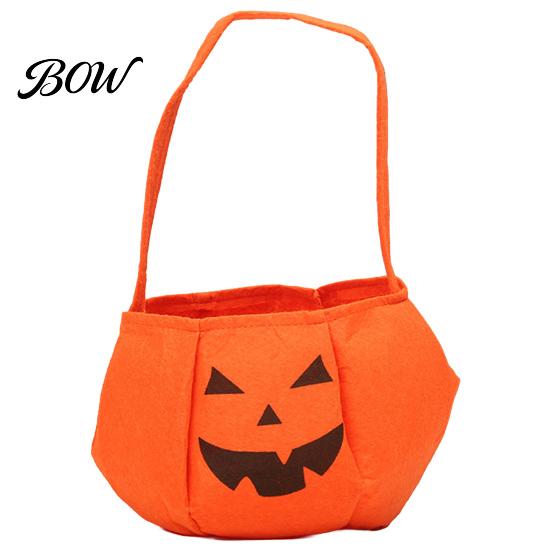 Large Capacity Candy Bag Halloween Pumpkin for Kids, Small Trick or Treat Bucket, Party Favor Soft Face Basket with Handle Decoration Holder Kids