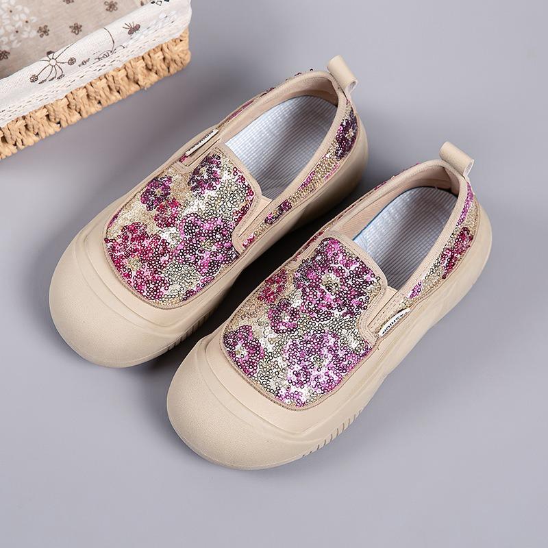 Women's autumn new sequined breathable lazy one-pedal women's shoes spring thick-soled non-slip muffin shoes