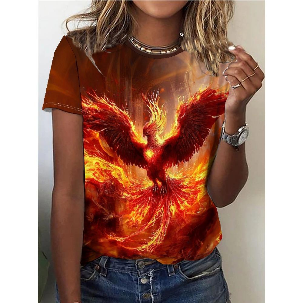 Summer Dragon Phoenix Cloud 3D Print T-shirts Women Streetwear Casual Fashion Short Sleeve T Shirt O-neck Tees Tops Clothing
