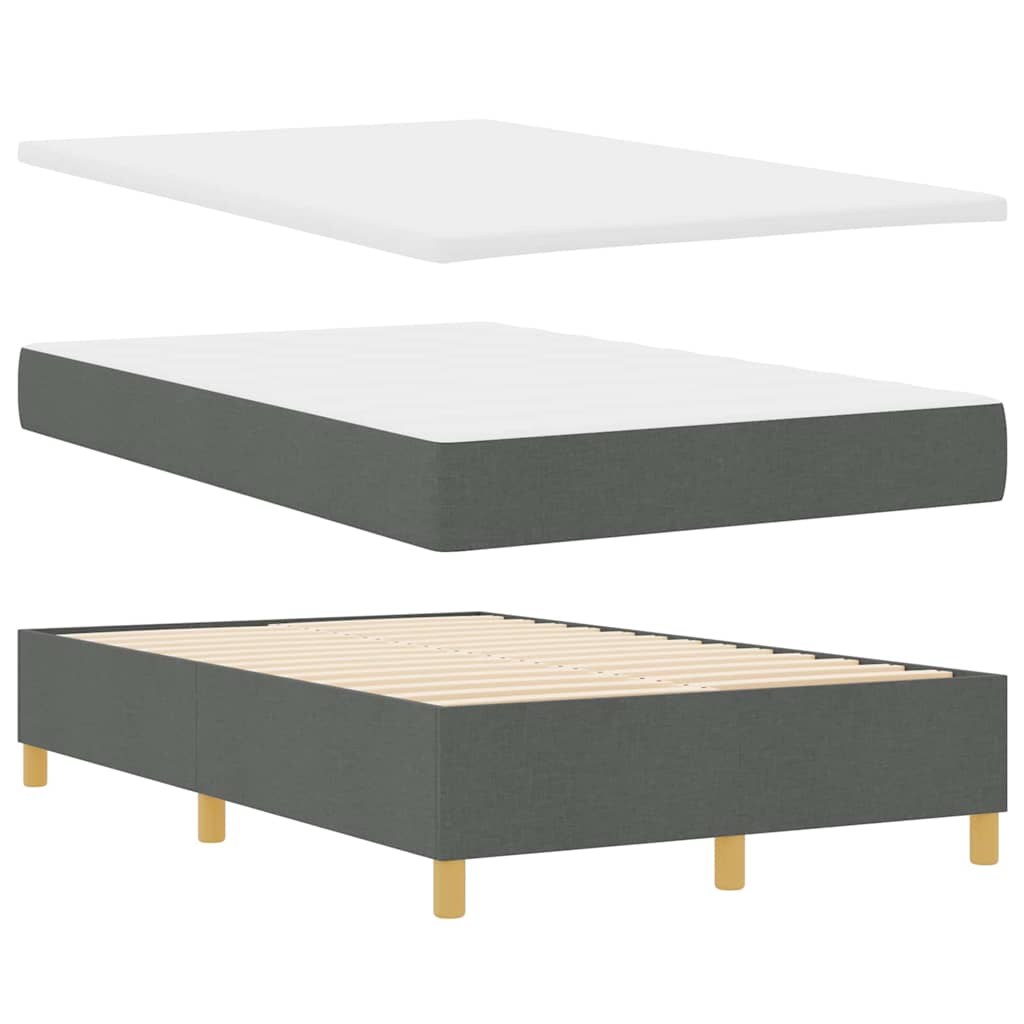 Box Spring Bed with Headboard Dark Grey 200 x 120 cm Fabric