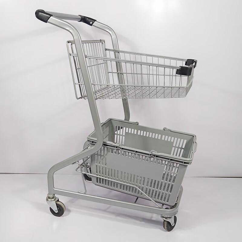 

Double-Layer Thickened Metal Shopping Cart
