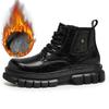 New Winter Lace Up High Top Sports Shoes Men's Windproof Boots Thick Soles for Height Increase