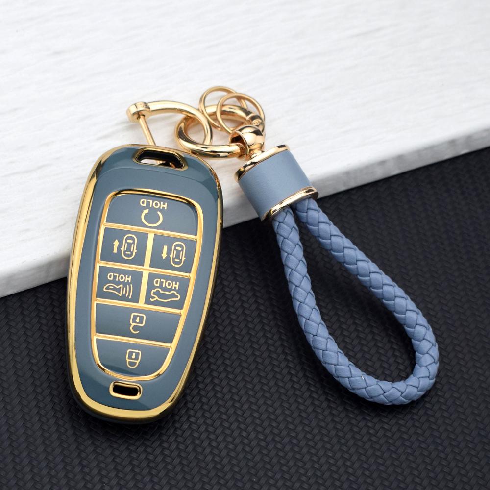 TPU Key Fob Case for Hyundai Sonata/Nexo DN8/Santa Fe TM/Tucson NX4/Staria/Ioniq 7 Buttons Protective Car Key Cover Accessories