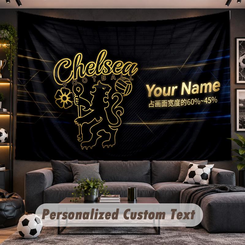 Chelsea FC Personalized Tapestry Support Custom Name, Wall Art Home Decoration