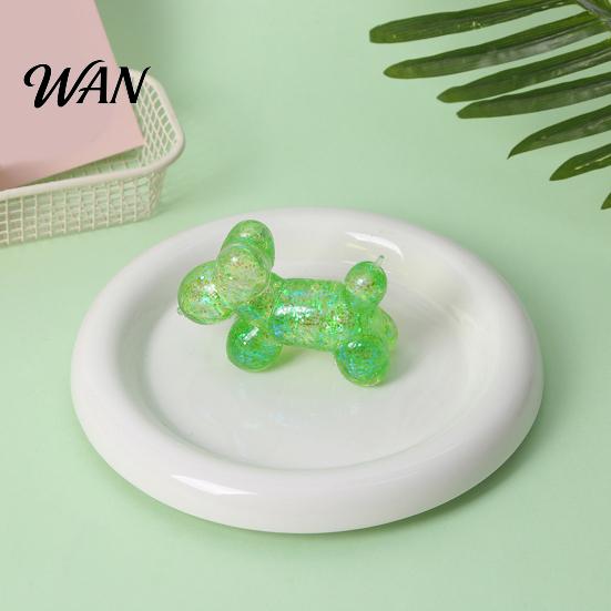 Kids Stress Relief Toy Glitter Balloon Dog Squeeze Toy, Transparent Sensory Soft Stretchy Animal Shape Fidget for Home Office Classroom