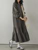 Autumn Women's Loose Mid-Length Patchwork Ruffled Hem Sweatshirt Dress Long Sleeve Knee-Length Dress