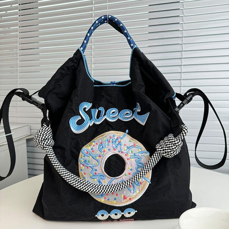 Bestickte umweltfreundliche Nylon-Einkaufstasche - Vielseitige Hand-/Schulter-/Crossbody-Tragetasche