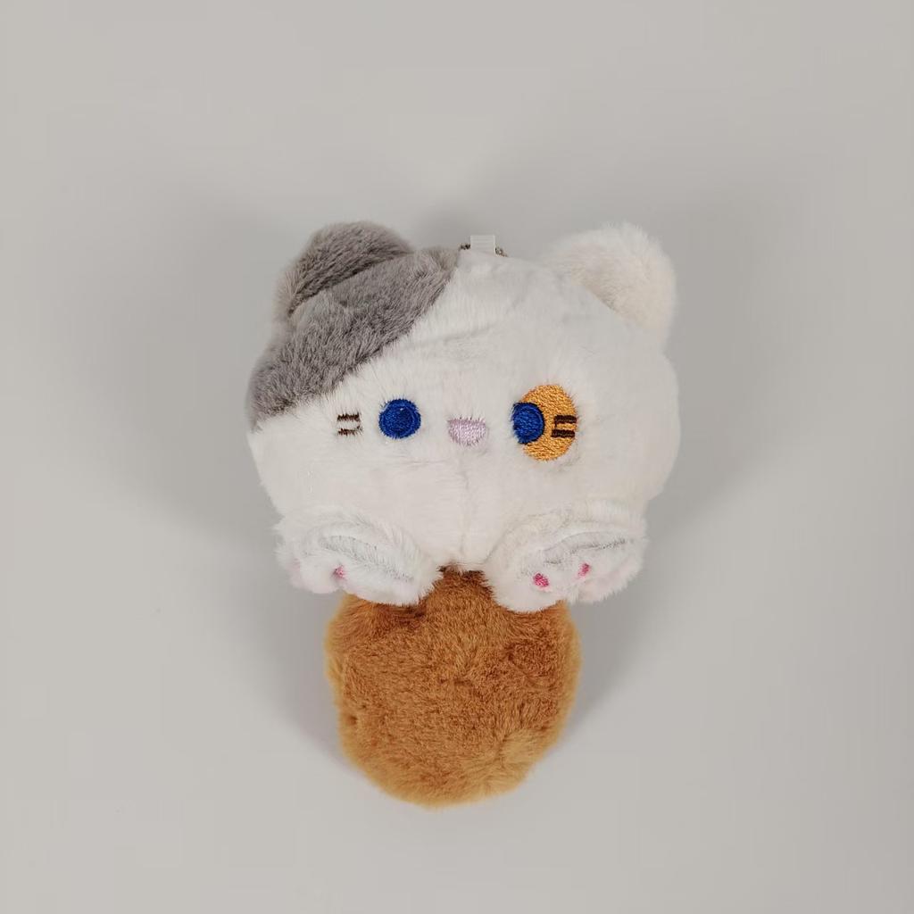 Squeaky Cat Plush Toy Keychain Cute Kitty Bag Charm Claw Machine Plushie Creative Gift
