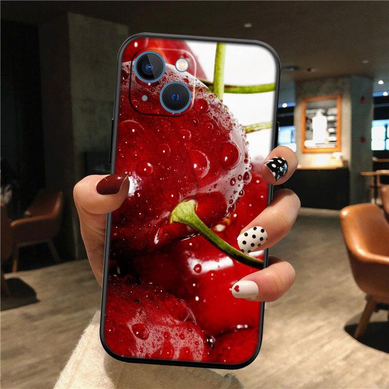 Kirsch Sommerfrucht Hülle für Samsung A11 A12 A13 A15 A52S A53 A55 A56 A70 A71 A72 A73 F06 F16 F56 S10 Plus S10e