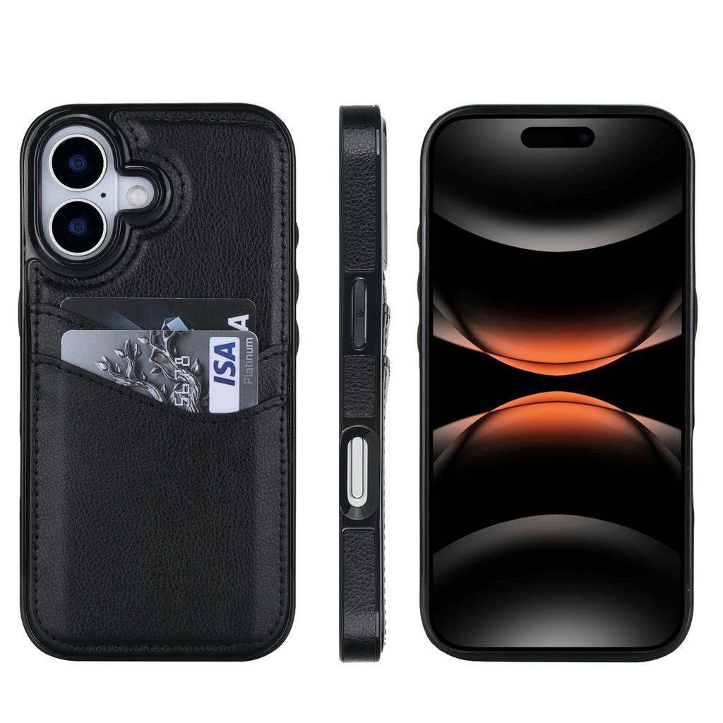For iPhone 17 Case Card Slot Slim-Fit PU + TPU Mobile Cover