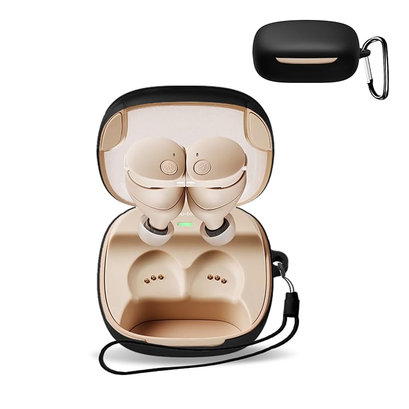 

For audio technica ATH-CKS50TW2 for case cover [KONXISA] Wireless earphones silicon material easy to wear Shockproof waterproof dustproof Washable