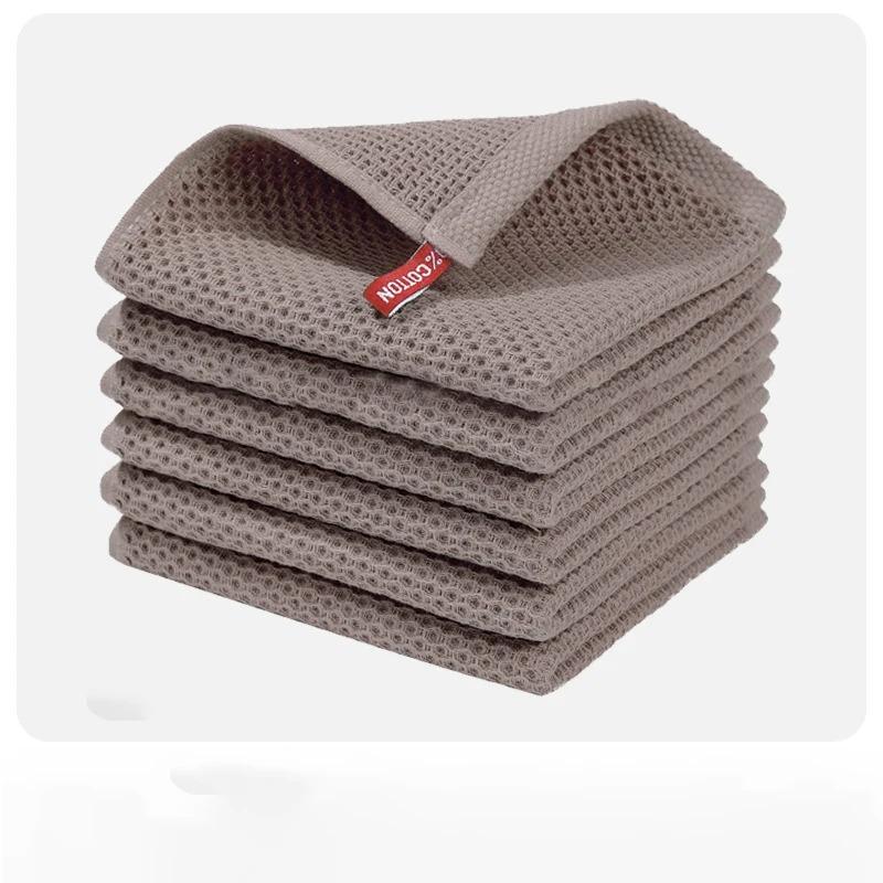 1-6PCS Kitchen Home Absorbent Dishcloth Cotton Towel Dish Rags Honeycomb Breathable Face Wash Towel Cleaning Cloth Wash Cloth