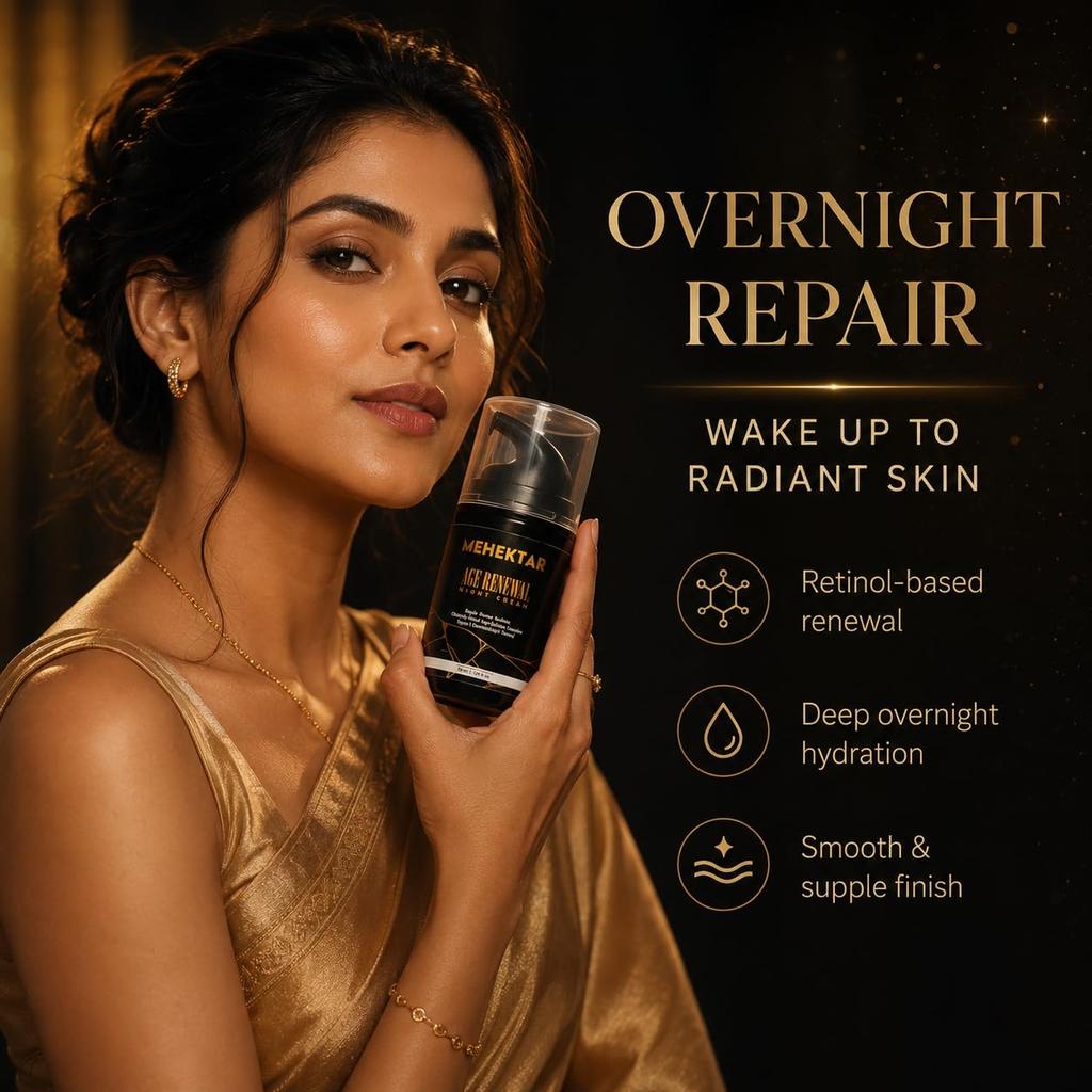 MEHEKTAR Retinol Night Cream for Face - Anti Aging Cream for Women & Men | Reduces Wrinkles, Fine Lines & Dark Spots | With Hyaluronic Acid, Alpha