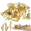 9Pcs Mini Golden Musical Instrument Miniatures 2-7cm, Dollhouse Decorative Accessories, Desktop Ornaments & Xmas Tree  ZSY