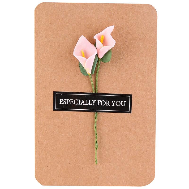 10pcs/bag Creative Dried Flower Handmade Retro Cowhide Blessing Thank You Card