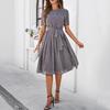 2025 Spring and Summer Fashion Versatile Temperament Casual Polka Dot Tie Long Dresses Dresses for Women