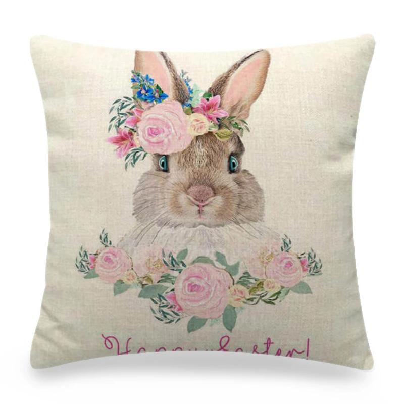 Easter Decor Pillow Covers 45x45cm Cartoon Bunny Eggs Printed Cushion Cover Spring Holiday Party Decorative Pillowcase for Couch