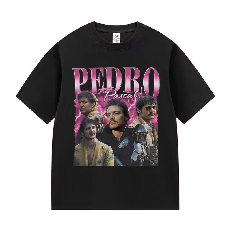 Actor Pedro Pascal Movie Graphic T Shirt Unisex's Retro High Quality Fashion Clothing T-shirts Unisex Cotton Oversized T-shirt Tops